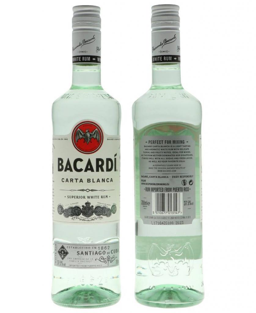 Bacardi 70cl 37.5° 9,49€