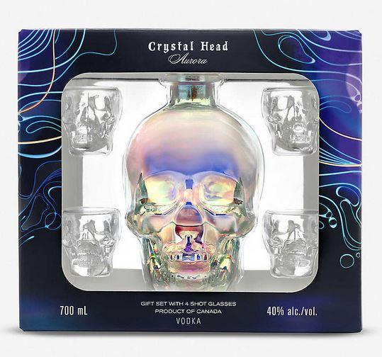 Crystal Head Aurora + 4 Shotglasses + Gb 70cl 40° 56,50€