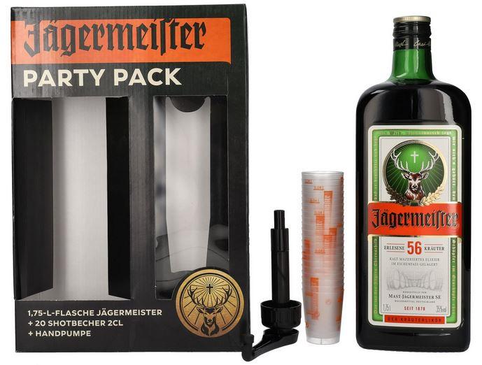 Jägermeister Party Pack + 20 Shot Glasses + Pump Vol 175cl 35 % vol 33,90€