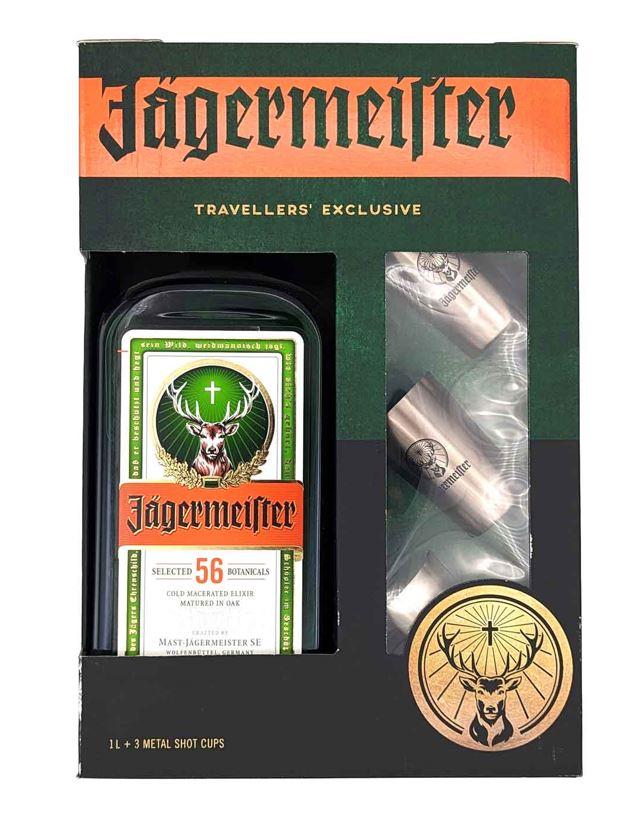 Jägermeister Travellers Exclusi +3 Metal Shot Cups Vo 100cl 35 % vol 22,50€