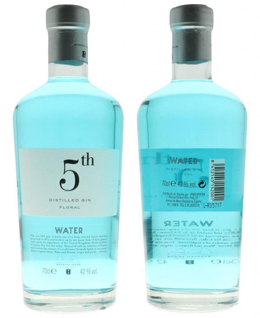 5th Gin Blue Water 70cl 42 % vol 19,95€