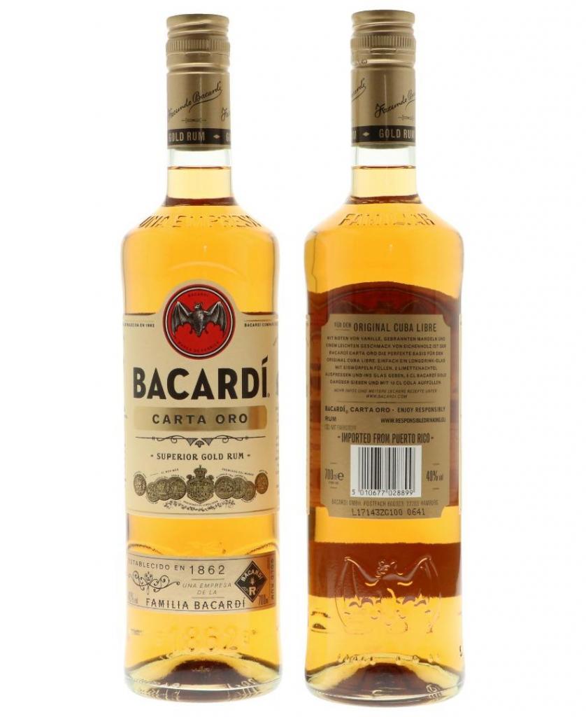 Bacardi Carta Oro 70cl 37.5° 12,75€