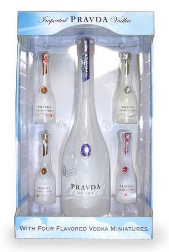 Pravda Vodka Gift Set +4 Mini Flavored Swarovski 90cl 39.3 % vol 29,50€